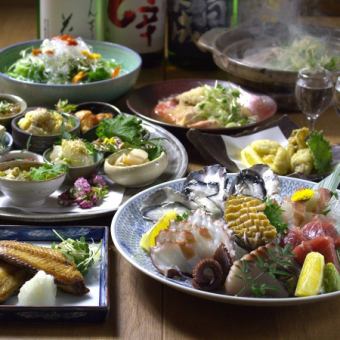 忘年会コース☆高級食材アワビと鮮魚盛り、アワビ酒蒸し、生牡蠣付き/飲み放題/とよ新感動コース