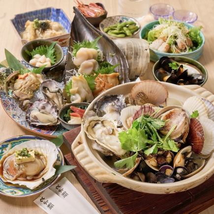 6・7月とよ新の貝尽くしコース！名物貝10種酒蒸し、貝好きが唸る絶品コース飲み放題付き