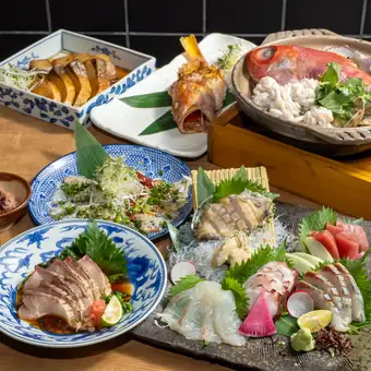 [December Year-End Party Seasonal Course] Steamed golden snapper in sake, live abalone and 4 kinds of sashimi, Toyo's new course featuring winter ingredients