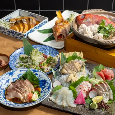 [December Year-End Party Seasonal Course] Steamed golden snapper in sake, live abalone and 4 kinds of sashimi, Toyo's new course featuring winter ingredients