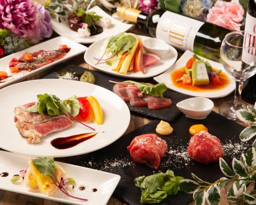 [For anniversaries and dates] A gorgeous cake "Meat Bar Private Dinner Course" with glitter fireworks with a message 5000 yen (included)