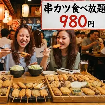 串カツ食べ放題コ ース980円【ワンドリンクオ ーダ ー制】