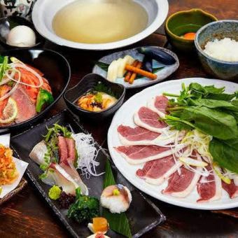[Coupon for 3-hour course time!] Duck and green onion shabu-shabu hotpot and sake dishes course