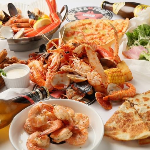 [CRAB YOUR HANDS 코스】 요리 총 6 종 + 120 분 음료 뷔페 포함 ☆ 5000 엔 (세금 별도)