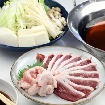 ◆飲み放題付き【河内鴨堪能フルコース】“ユッケ・お造り盛り・岩塩焼き・鴨鍋”を楽しむ!