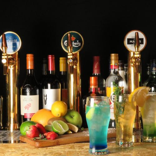 飲み放題でビール、ハイボール、ワイン注ぎ放題！！