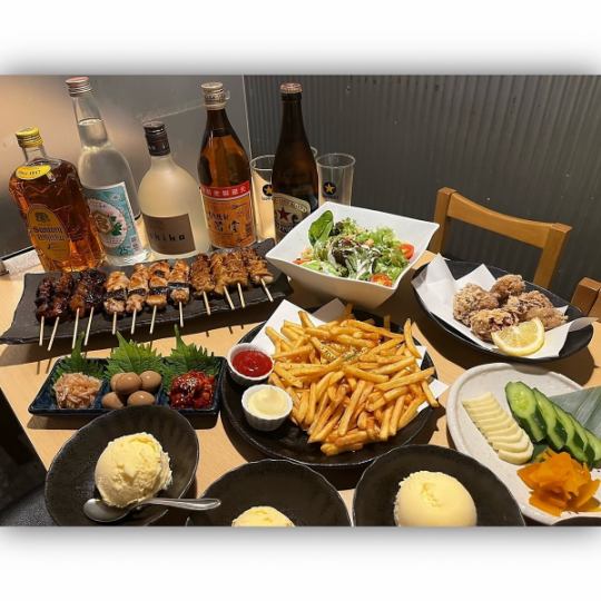 込3,500円！絶好鳥といえば串焼きコース【お料理８品/２時間飲み放題付】