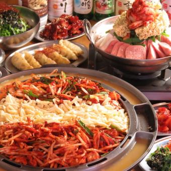 【我們推薦！】韓國料理熟練課程2小時4,400日圓（含稅），主菜依預約人數增加。