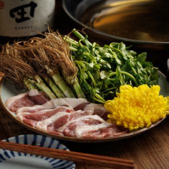 【生付き3H飲放題】出汁で味わう地鶏セリ鍋・炭火焼鳥・鮮魚3種盛りなど！全9品 7000円⇒6000円