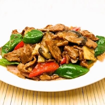 牛肉の中国香辛料炒め/牛肉と椎茸のオイスターソース炒め