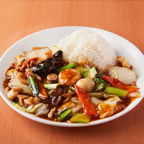 長芋とセロリの塩味炒め/八宝菜/長芋とチンゲン菜の塩味炒め/豚肉とナスの四川風炒め