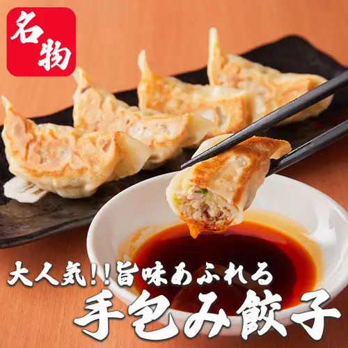 大人気のジューシー手包み餃子!!