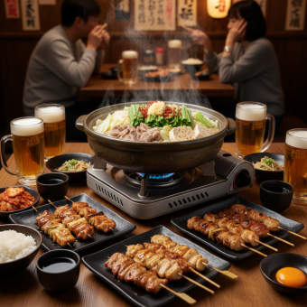 [120 minutes of all-you-can-drink included★] Yakitori + Motsunabe Luxury Course 5,500 yen (tax included)