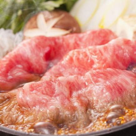 [◎All-you-can-eat◎] 9-item "Domestic Wagyu Beef Sukiyaki Course" with draft beer and 3-hour all-you-can-drink for 5,500 yen ⇒ 4,500 yen (tax included)