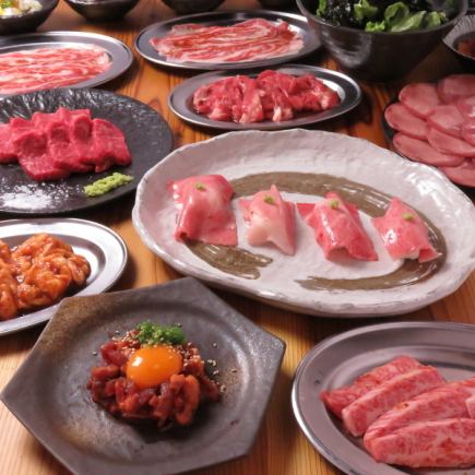 炙りすし・ユッケ付コース　11品＋120分飲み放題付　5,000円