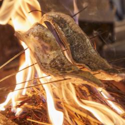 Today's fresh fish grilled on straw