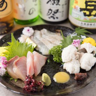 ～お得な7品コースにお造り盛り合わせが追加した～　　お造りの8品コース　2,000円税込