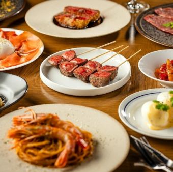 [2 hours standard all-you-can-drink included] Tambourian skewers, Wagyu rump yukke, etc. 11 dishes in total for 6,000 yen