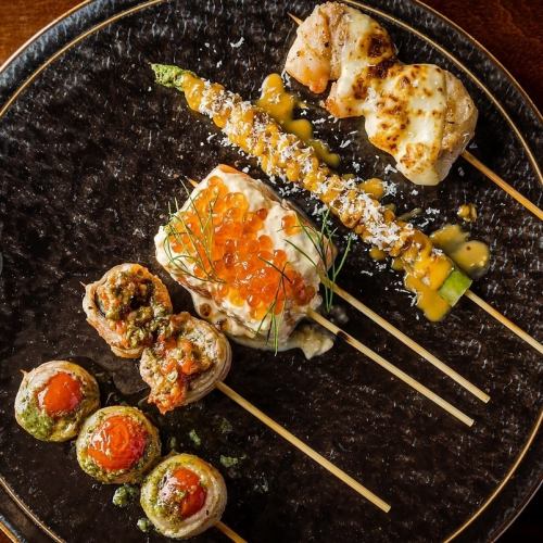 ◇Many special offers, including early bird specials and specials only available on Mondays and Tuesdays◇KUSHI TO BUDOU's specialty "Bistro Skewers" from 330 yen, all-you-can-drink for 1,480 yen instead of 980 yen◎