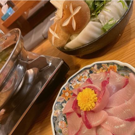 【冬季限定・鍋コース】忘新年会にもおすすめ!2時間飲み放題付◆鰤しゃぶ鍋コース6000円(税込)◆