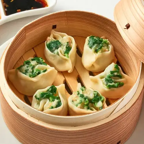 【蒸し餃子】海老とニラの蒸し餃子（Steamed Shrimp Dumplings With Chinese Chives）