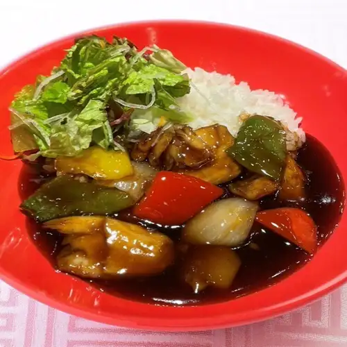 【VEGAN】大豆ミートと野菜の黒酢ソースご飯（Soy Meat And Vegetable Black Vinegar Sauce Rice）