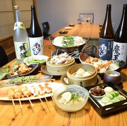 【150分飲み放題付き】≪全10品≫串焼き・もつ鍋　たくさん呑んで・食べて　まんぷく名物コース