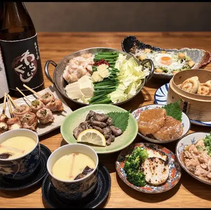 【150分飲み放題付き】≪全9品≫串焼き・もつ鍋 わらいぐし たっぷり堪能コース