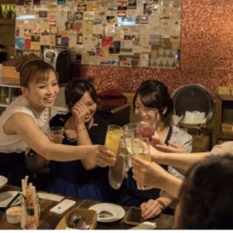 【大学生限定！新歓プラン】席時間１５０分（飲み放題１２０分）　料理５品付税込３９００円
