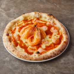 Plenty of shrimp and crab! Bisque pizza with lobster sauce!