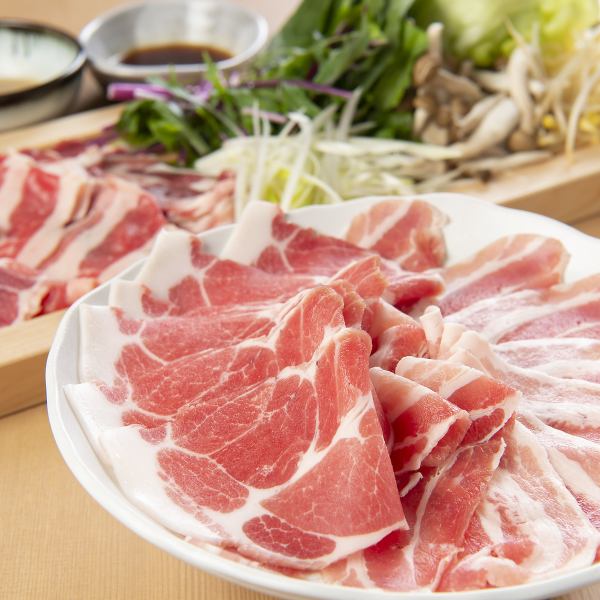 [A must-have for parties! All-you-can-eat] Aged Sangenton pork & seasonal vegetable shabu-shabu course 3,278 yen, plus 1,650 yen with all-you-can-drink for 2 hours!