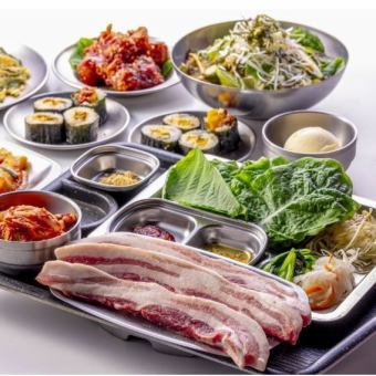 Ultimate domestic brand pork samgyeopsal course 3,450 yen + 1,480 yen all-you-can-drink addition available