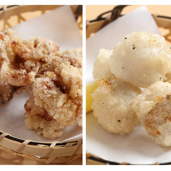 若鶏の唐揚げ/里芋の唐揚げ（トリュフ塩）