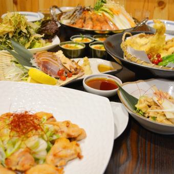 【附2.5小时黄金无限畅饮】肉、鱼、火锅8道菜“风套餐”6,500日元→5,500日元