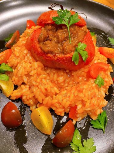 Tomato risotto with minced meat