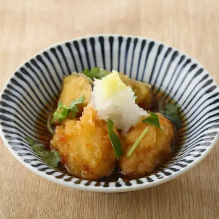 活〆ハモと賀茂なすの揚げ出し