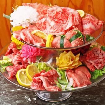 【プラチナ食べ放題】和牛刺身,レバー,カルビ,ハラミ等自慢のお肉87品を食放で満喫!歓送迎会に◎