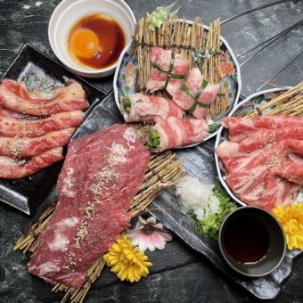 [Limited to 5 groups per day] All-you-can-eat kalbi + 500 yen for all-you-can-eat 7 kinds of kalbi including green onion-wrapped kalbi and dragon kalbi