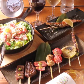 Great value♪ Recommended teppanyaki and teppan skewer platter☆【Weekday only course】120 minutes all-you-can-drink for 4000 yen