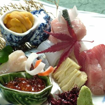 Assortment of seasonal sashimi
