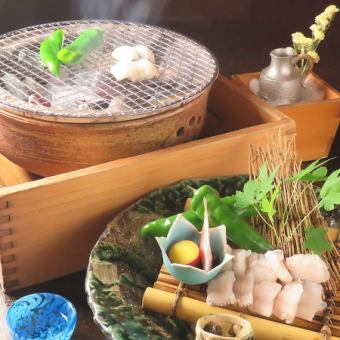 京野菜と鱧の炭焼