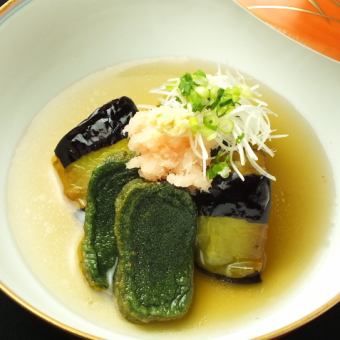 賀茂茄子と蓬麩の揚げ出し