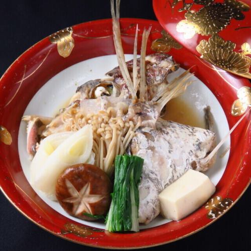 京野菜と鯛(あら煮・骨蒸し)