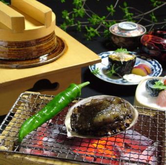 京野菜と鮑の炭焼