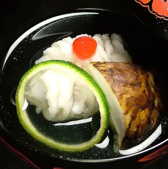 Matsutake mushroom and peony conger eel soup