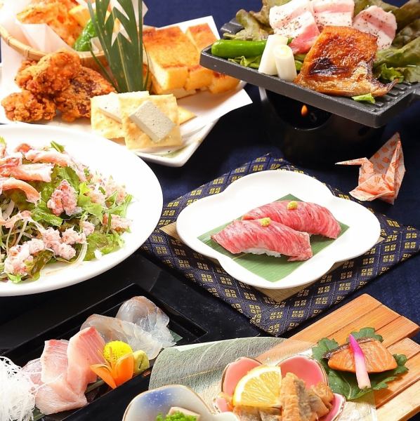 [Niigata proficiency course with 5 kinds of local sake] 7 dishes including Murakami beef nigiri, Nodoguro teppanyaki, sea bream chazuke, 7,700 yen with all-you-can-drink for 2 hours