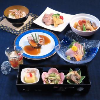 【2時間飲放題付】前菜3種盛/白身魚、ローストポーク、お造り/全7品7000円　瓶ビール飲み放題