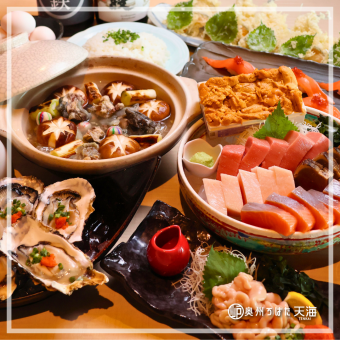 【忘年会特別コース】すっぽん鍋、カキ、刺身など料理7品、生 、日本酒10種 120分の飲み放題