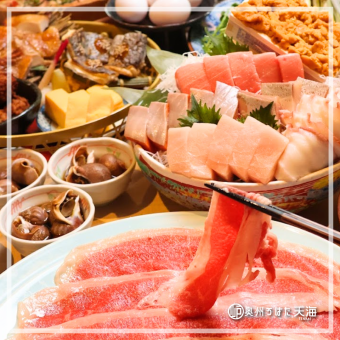 【歓送迎会贅沢コース】牛鍋、うに、、刺身など料理7品、生　、日本酒10種120分の飲み放題