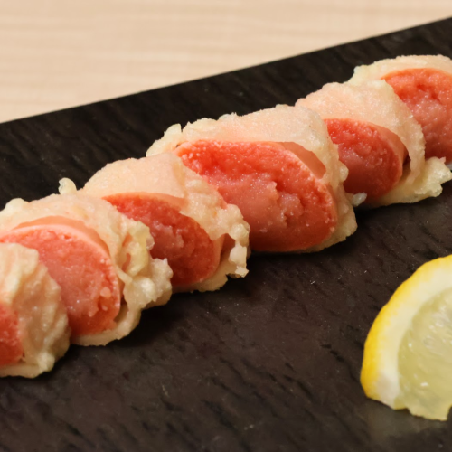 Spicy cod roe tempura